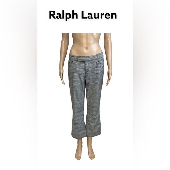 Ralph Lauren Vintage Y2K academia black white plaid cropped trousers pants 4
